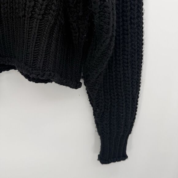Express Black Chunky Knit Mock Neck Sweater Oversized Size Small Polyester - Picture 13 of 13